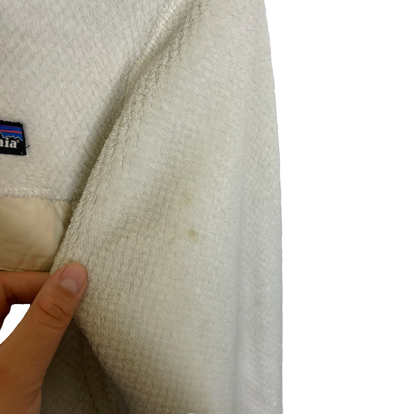 Women's Small Patagonia Retool Snap Fleece Raw Linen White Pullover - Picture 3 of 7